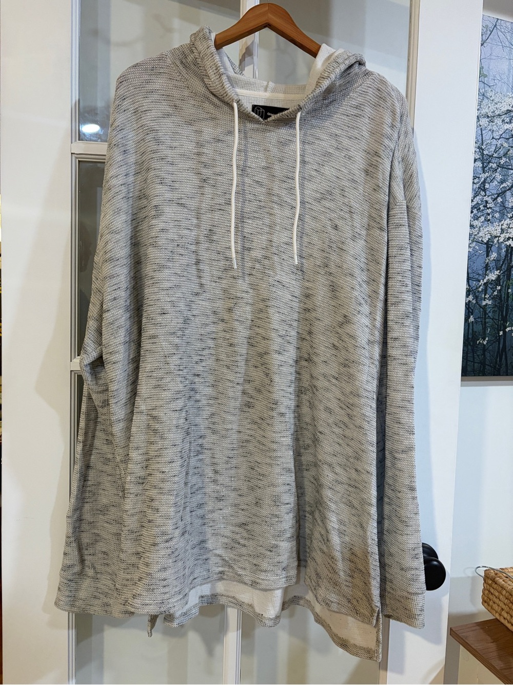 Original Use Men’s Heather Gray Textured Knit Pullover Hoodie Long Sleeve 2XL
